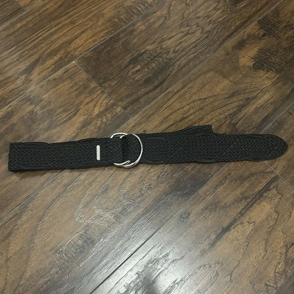Lauren Ralph Lauren Women's Black Braided Belt Gilded Strap Adjustable Nautical